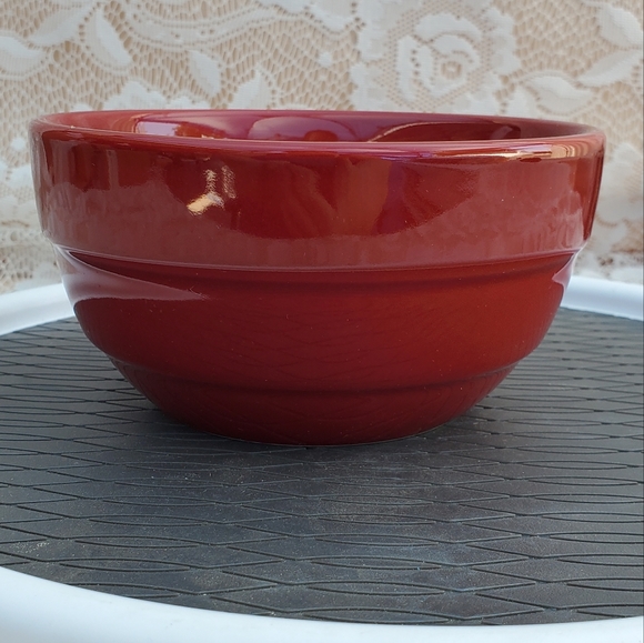 Red Stoneware bowl w/ Baked Apple Pie scent candle New 3 wick Celebrating Home - Picture 5 of 7